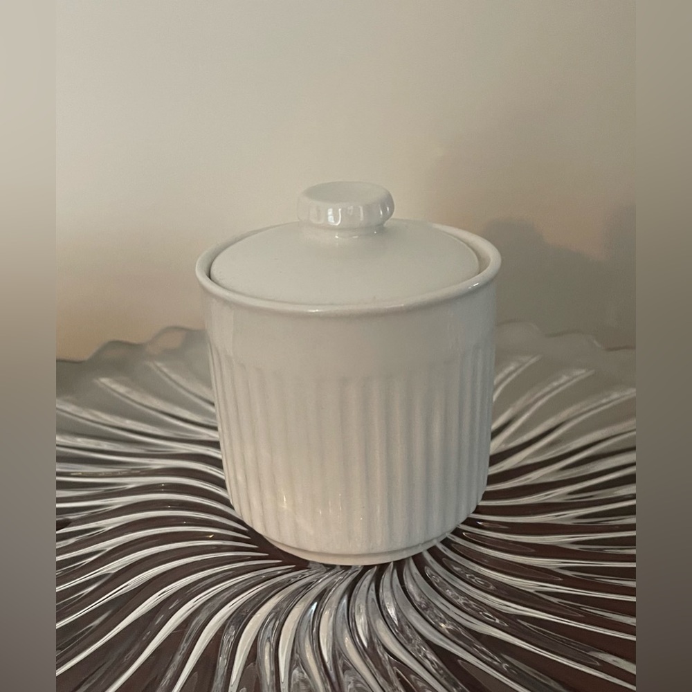 Johnson Bros Athena Ribbed White Covered Sugar Bowl